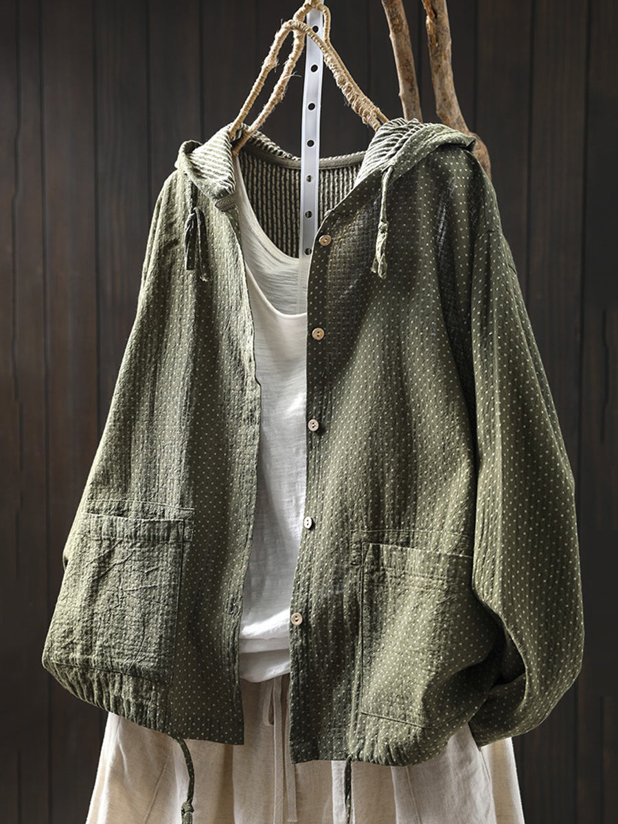 Fryelle | Katoenen hoodie voor dames met grote maten – Artistiek stippenpatroon