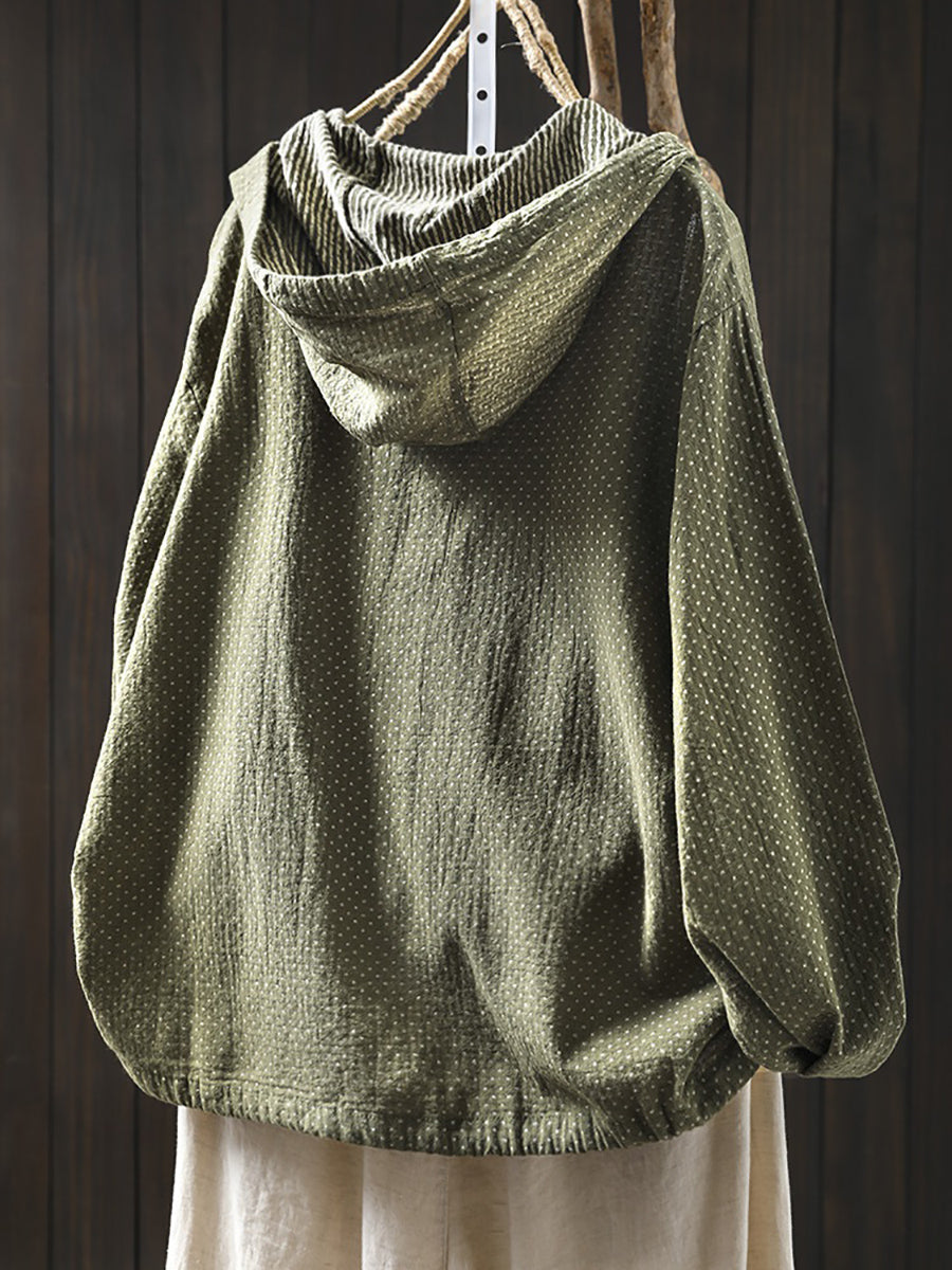 Fryelle | Katoenen hoodie voor dames met grote maten – Artistiek stippenpatroon