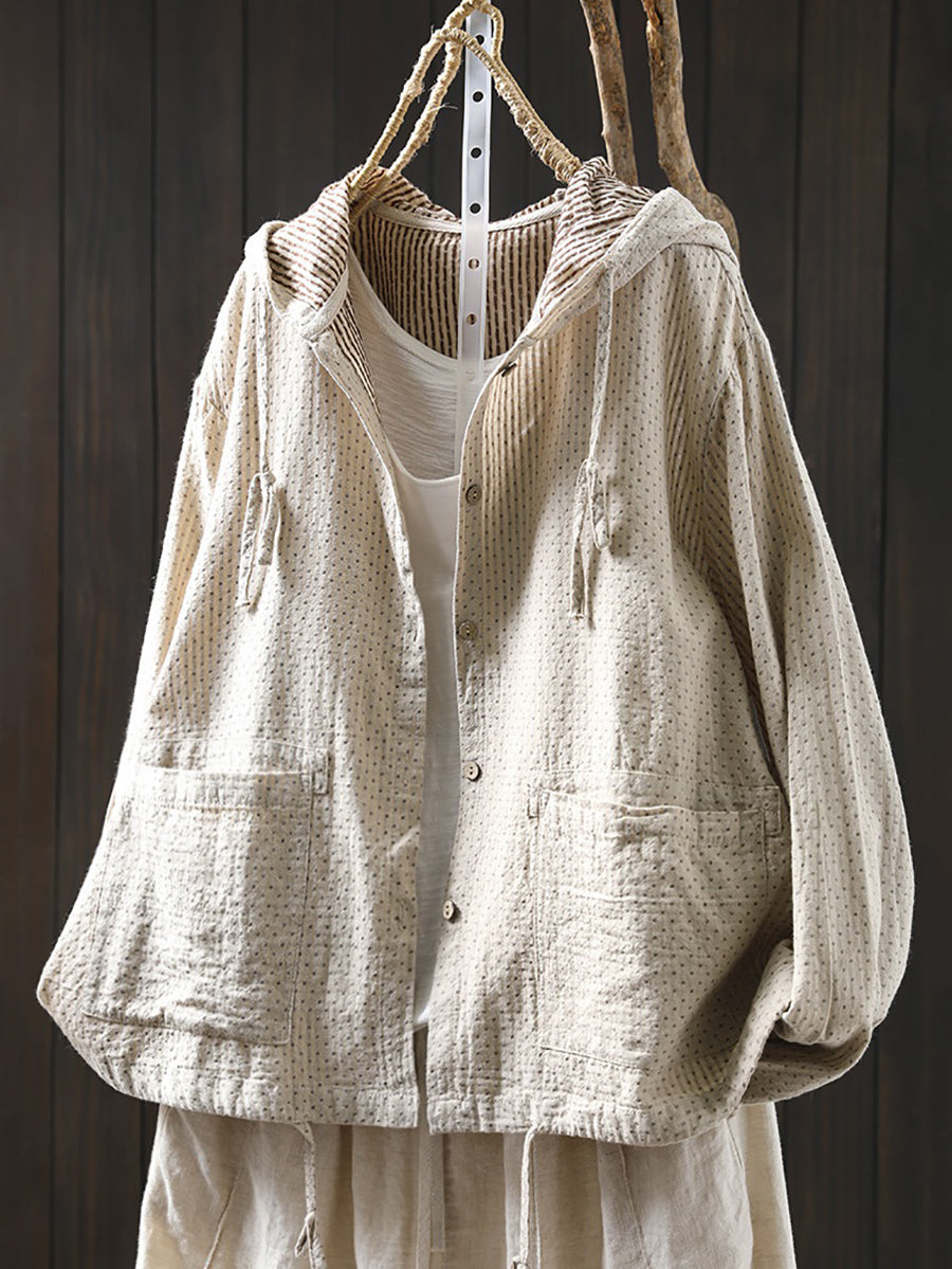 Fryelle | Katoenen hoodie voor dames met grote maten – Artistiek stippenpatroon