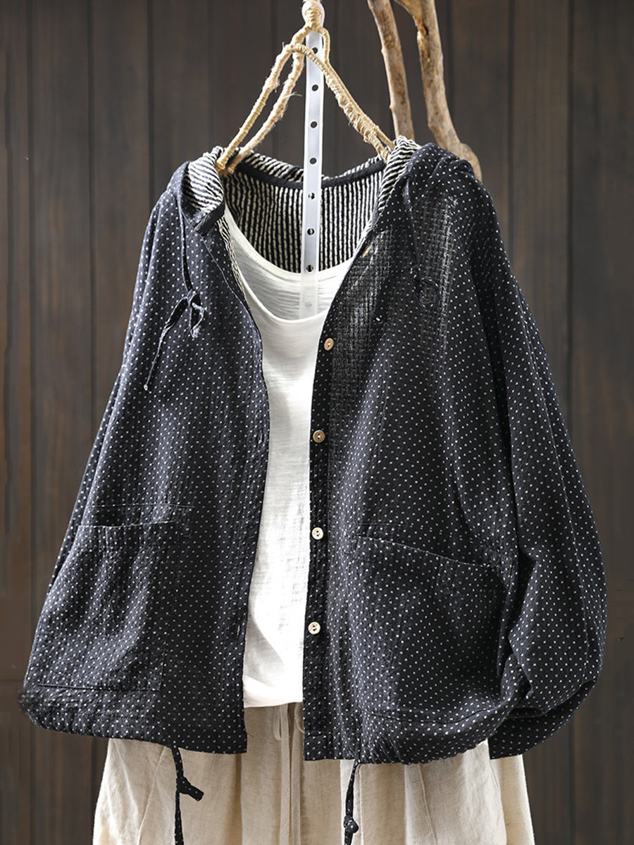 Fryelle | Katoenen hoodie voor dames met grote maten – Artistiek stippenpatroon