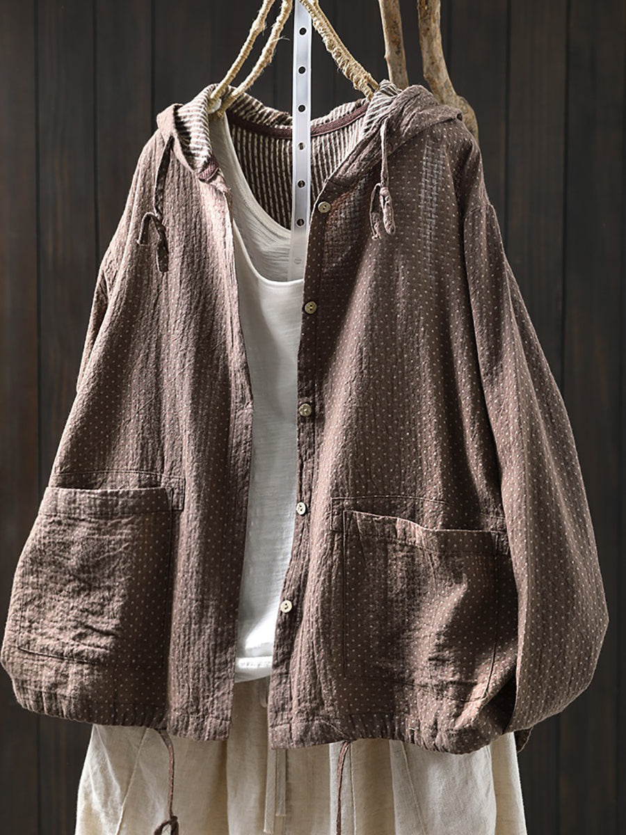 Fryelle | Katoenen hoodie voor dames met grote maten – Artistiek stippenpatroon