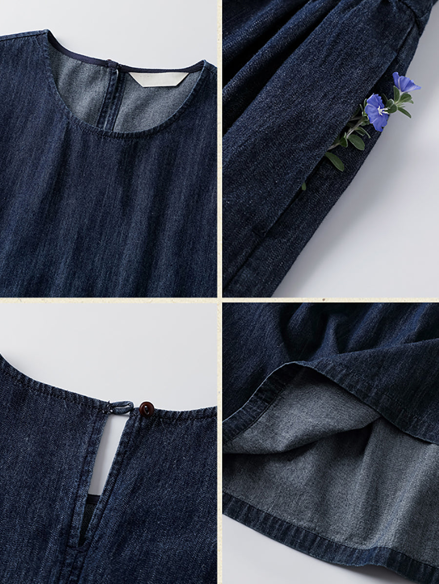Melvoria | Denimjurk in grote maten – Lentejurk met ronde hals voor dames