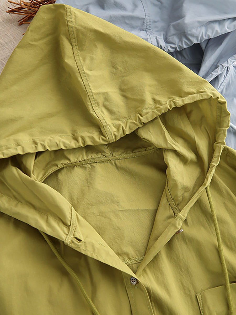 Ezzara | Zomerse katoenen jas met capuchon voor dames – lichtgewicht, ademend, losse pasvorm