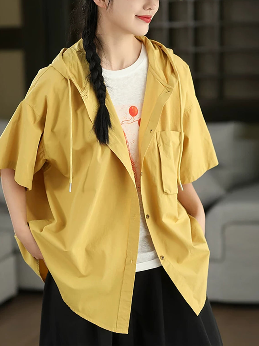 Ezzara | Zomerse katoenen jas met capuchon voor dames – lichtgewicht, ademend, losse pasvorm