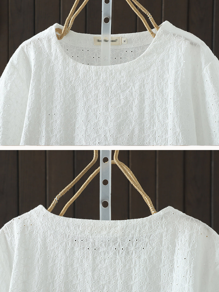 Bryelle | Zomerblouse voor dames met ronde hals van jacquardkatoen – Lichtgewicht en ademend