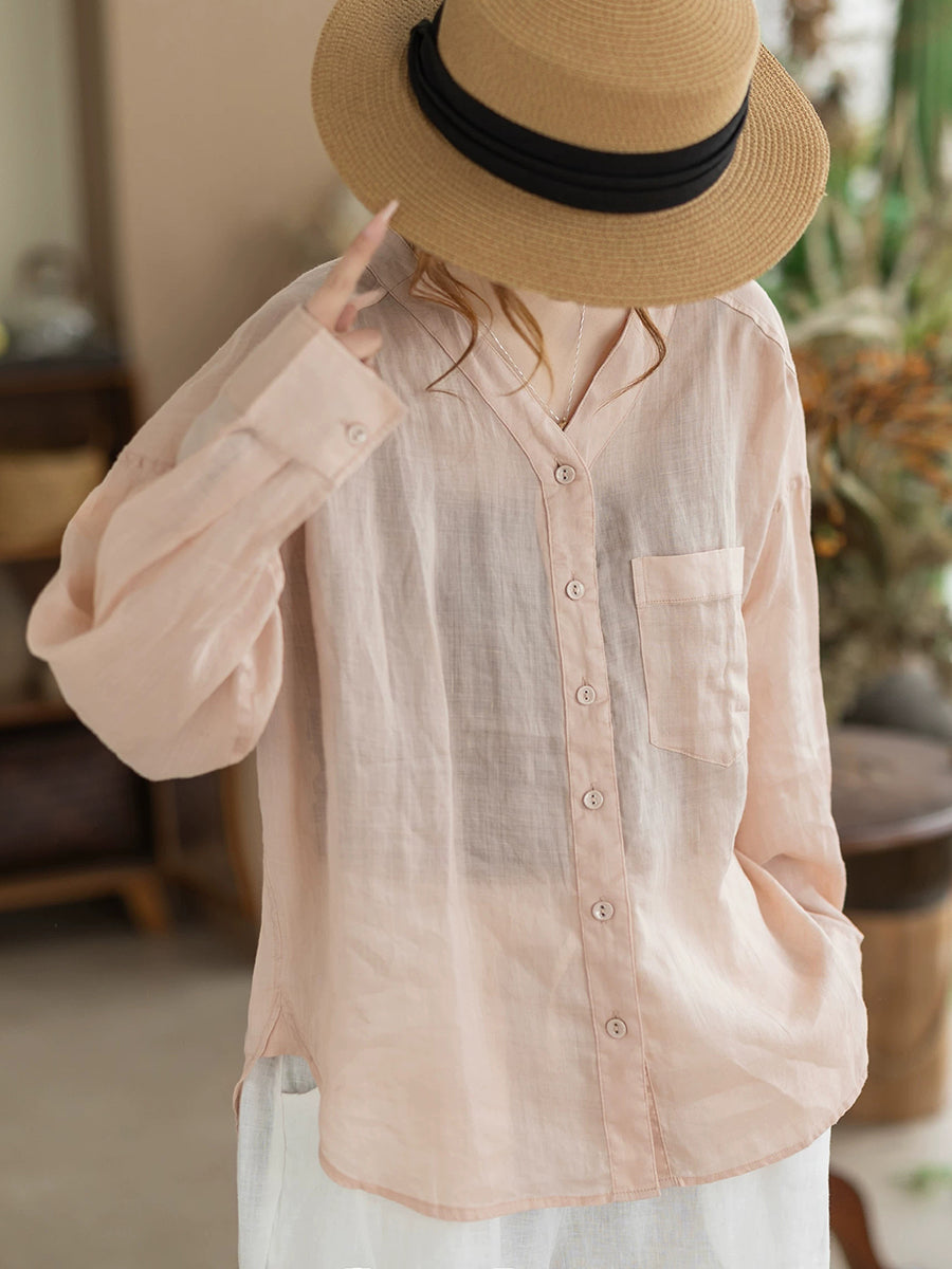 Galira | Zomerblouse voor dames met V-hals – Lichtgewicht, ademend, losvallend model, effen kleur