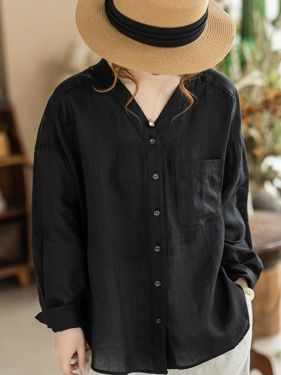 Galira | Zomerblouse voor dames met V-hals – Lichtgewicht, ademend, losvallend model, effen kleur