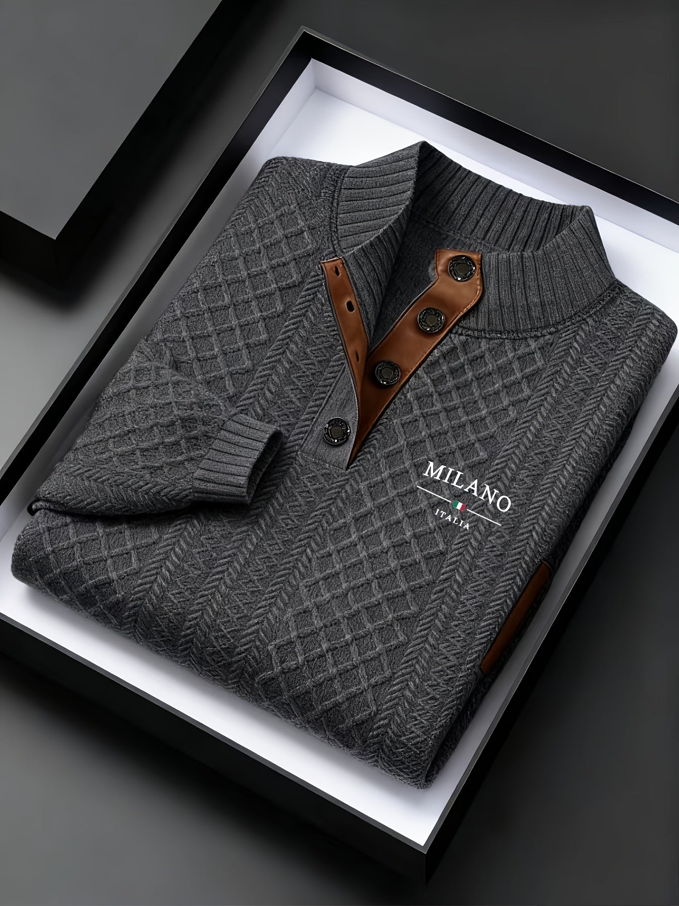 Denric | Standkraag jacquard gebreide trui, gestructureerde pullover voor herfst- en winterkleding, warme outdoor trui