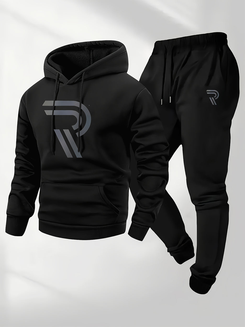 Knudsen | Ensemble de survêtement homme : sweat à capuche et pantalon – Logo « R », style décontracté, automne/hiver