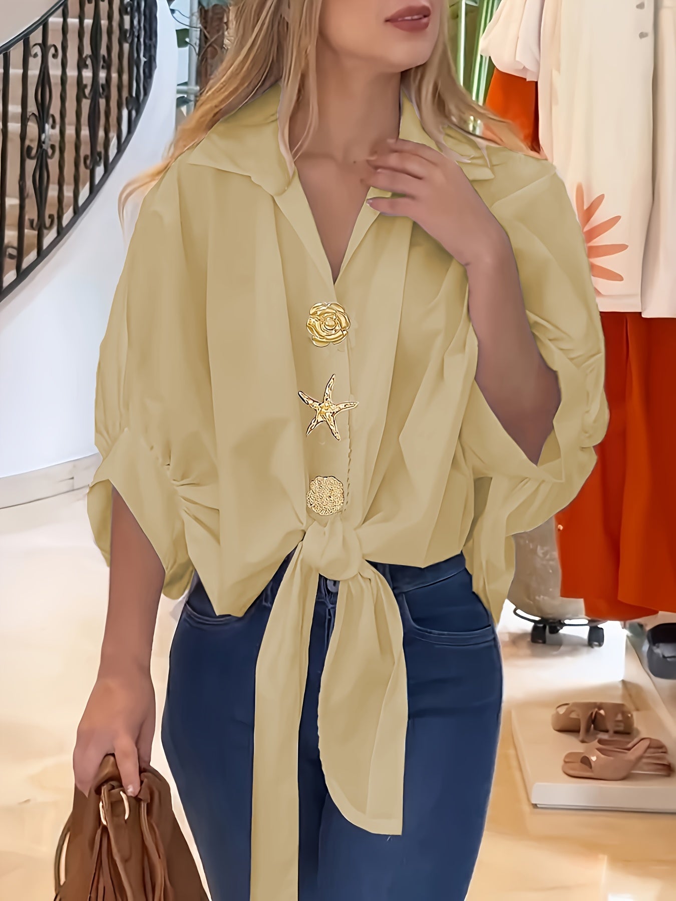 Walyra | Elegante casual damesblouse – Lichtgewicht overhemd met lange mouwen en knopen