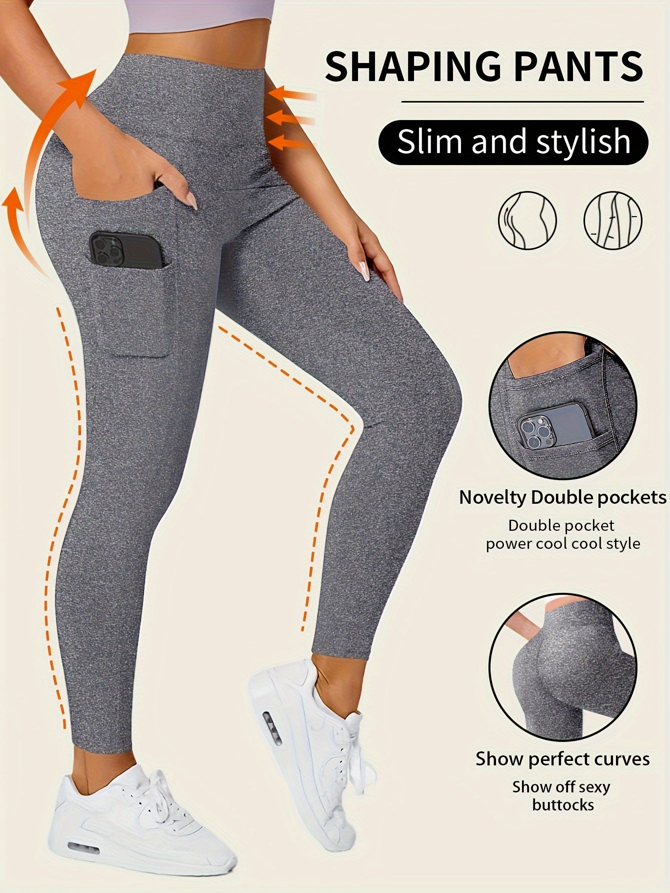 Daelric | Naadloze legging met hoge taille voor dames - boterzacht, elastisch en met zakken