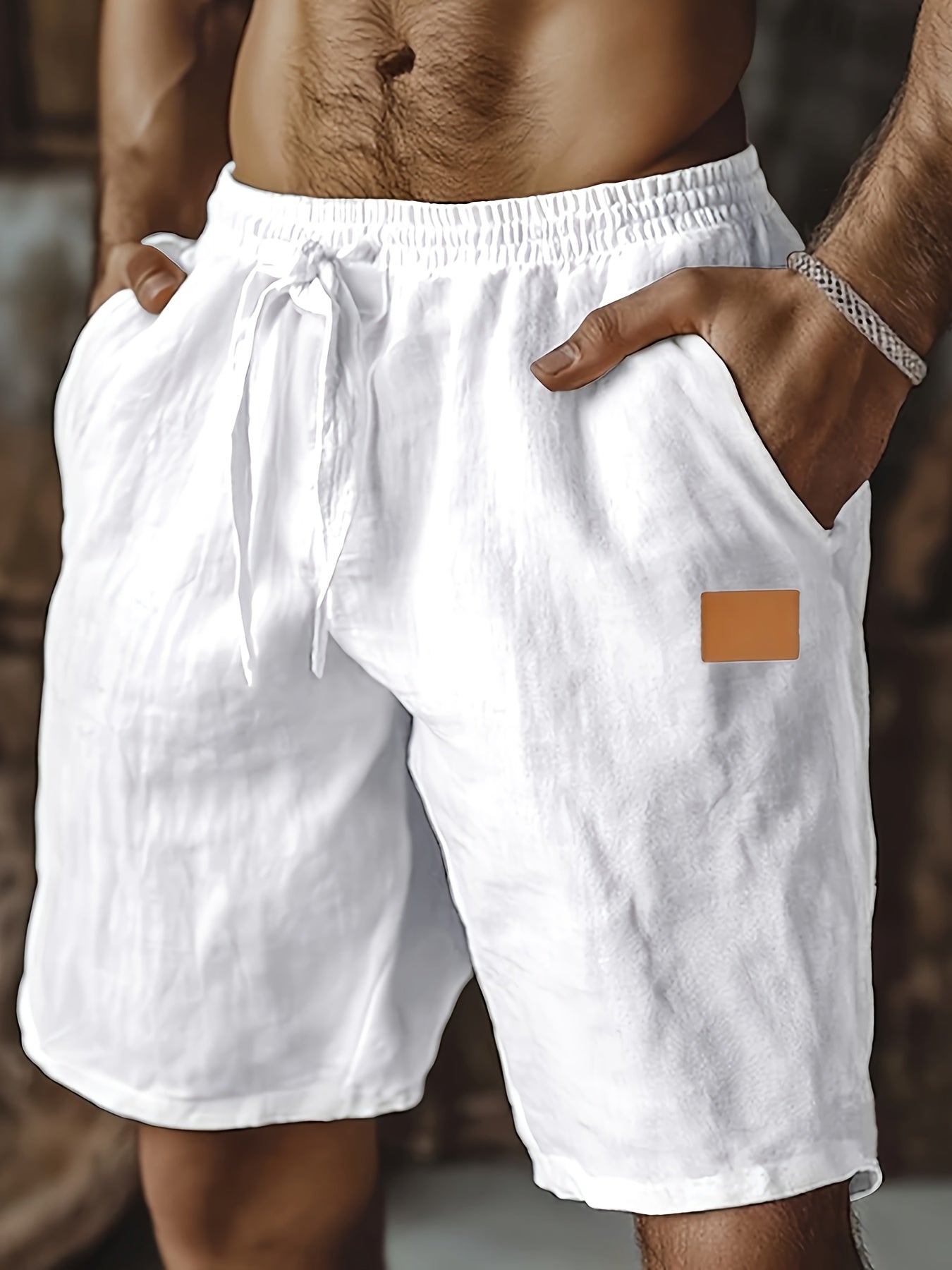 Lucanor | Heren Linnen Shorts – Elastische Taille met Trekkoord, Casual Zomershorts