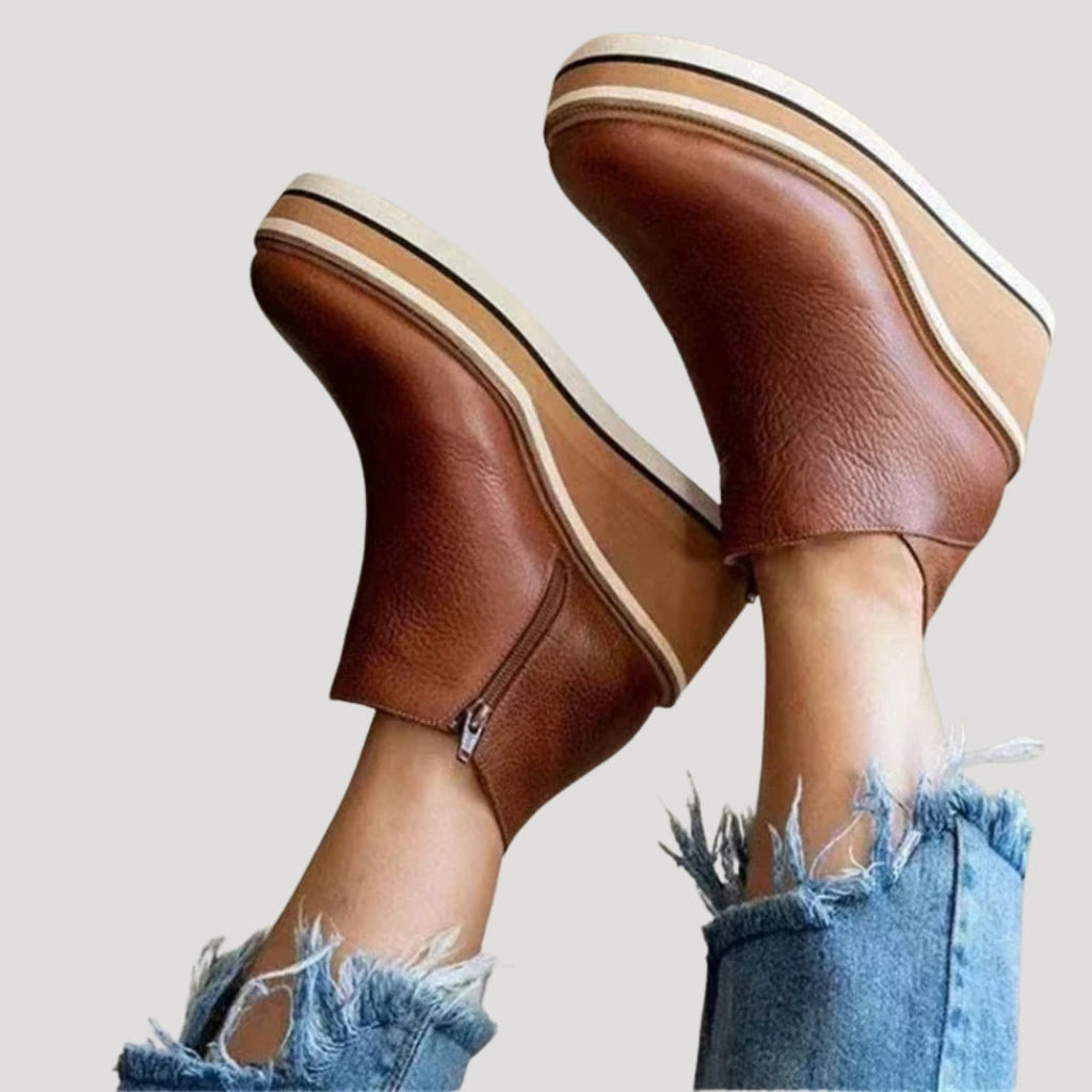 Velmirae | Enkellaarsjes met sleehak van imitatieleer voor dames