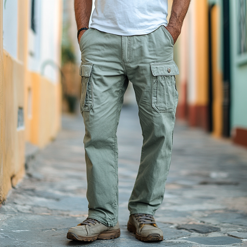 Aivar | Herrenhose aus gewaschener Baumwolle – mehrere Taschen, gerader Schnitt, strapazierfähig und atmungsaktiv