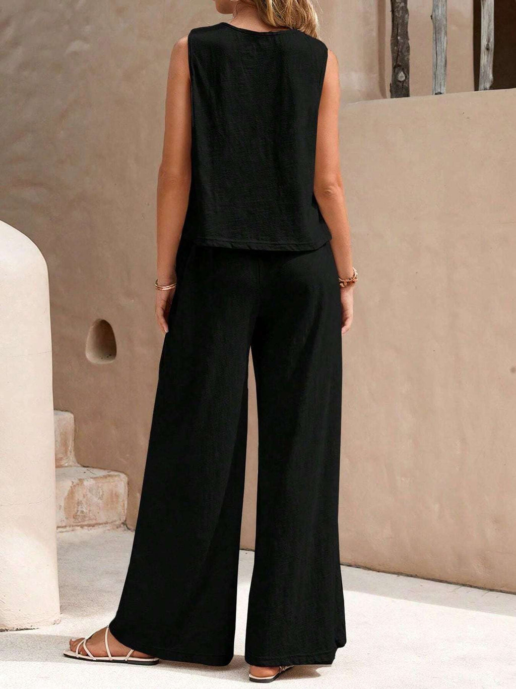 Zuna | Zomeroutfit voor dames – Set met casual tanktop en wijde broek
