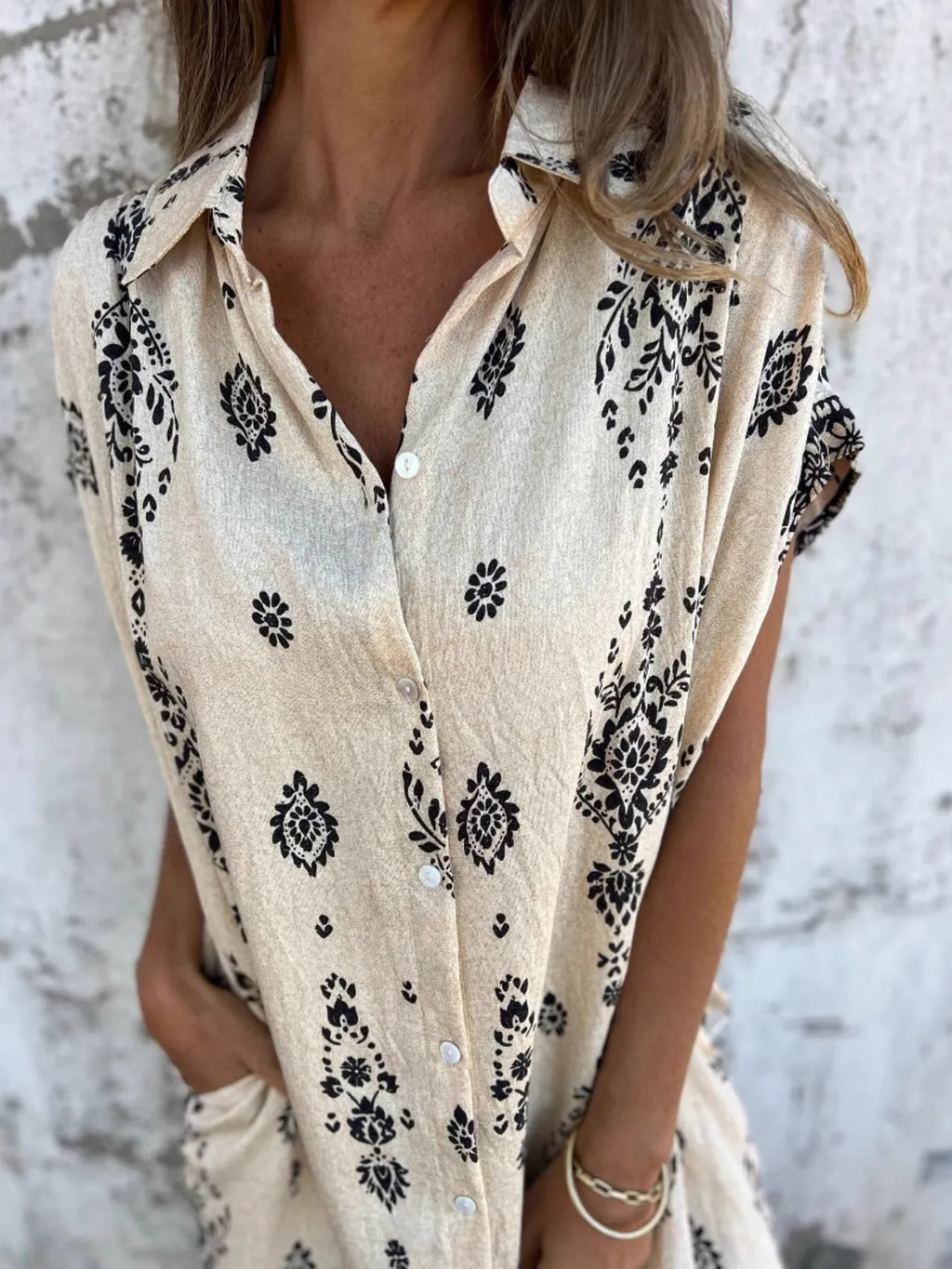 Azyra | Boho Breeze Midi-jurk – Casual jurk met relaxte pasvorm voor dames