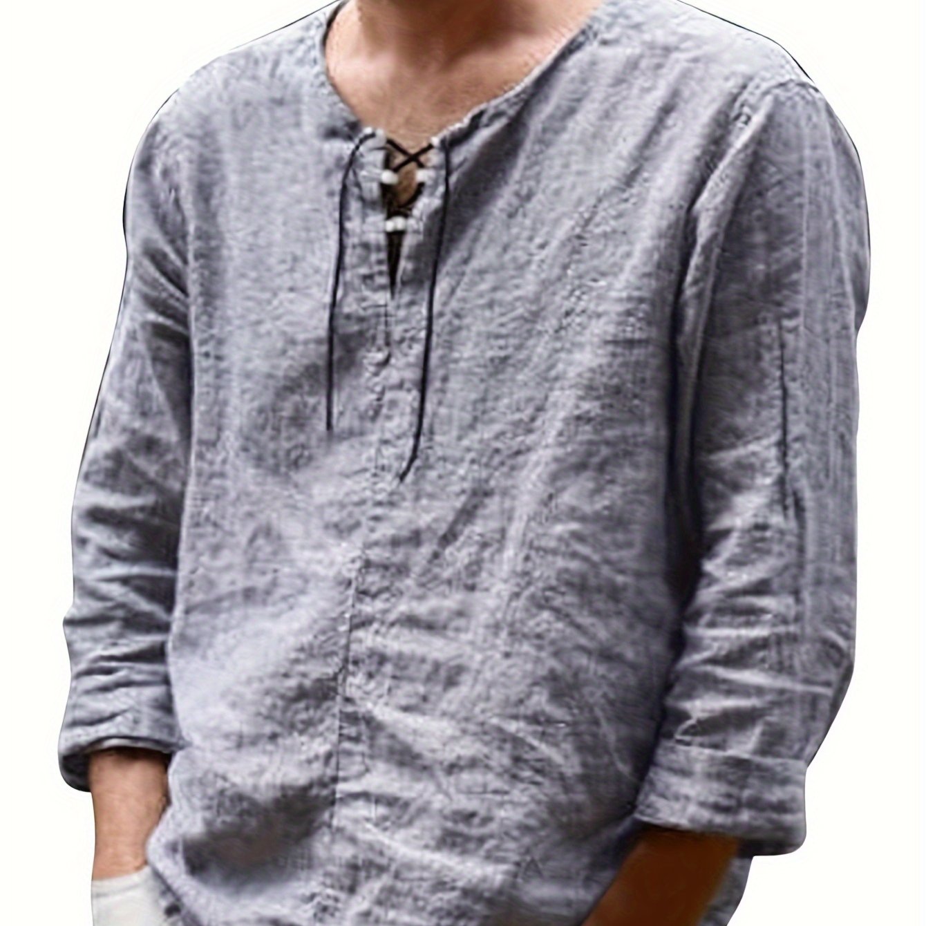 Arne | Herenhemd van katoen linnen - lange mouwen, casual los model, strikkraag