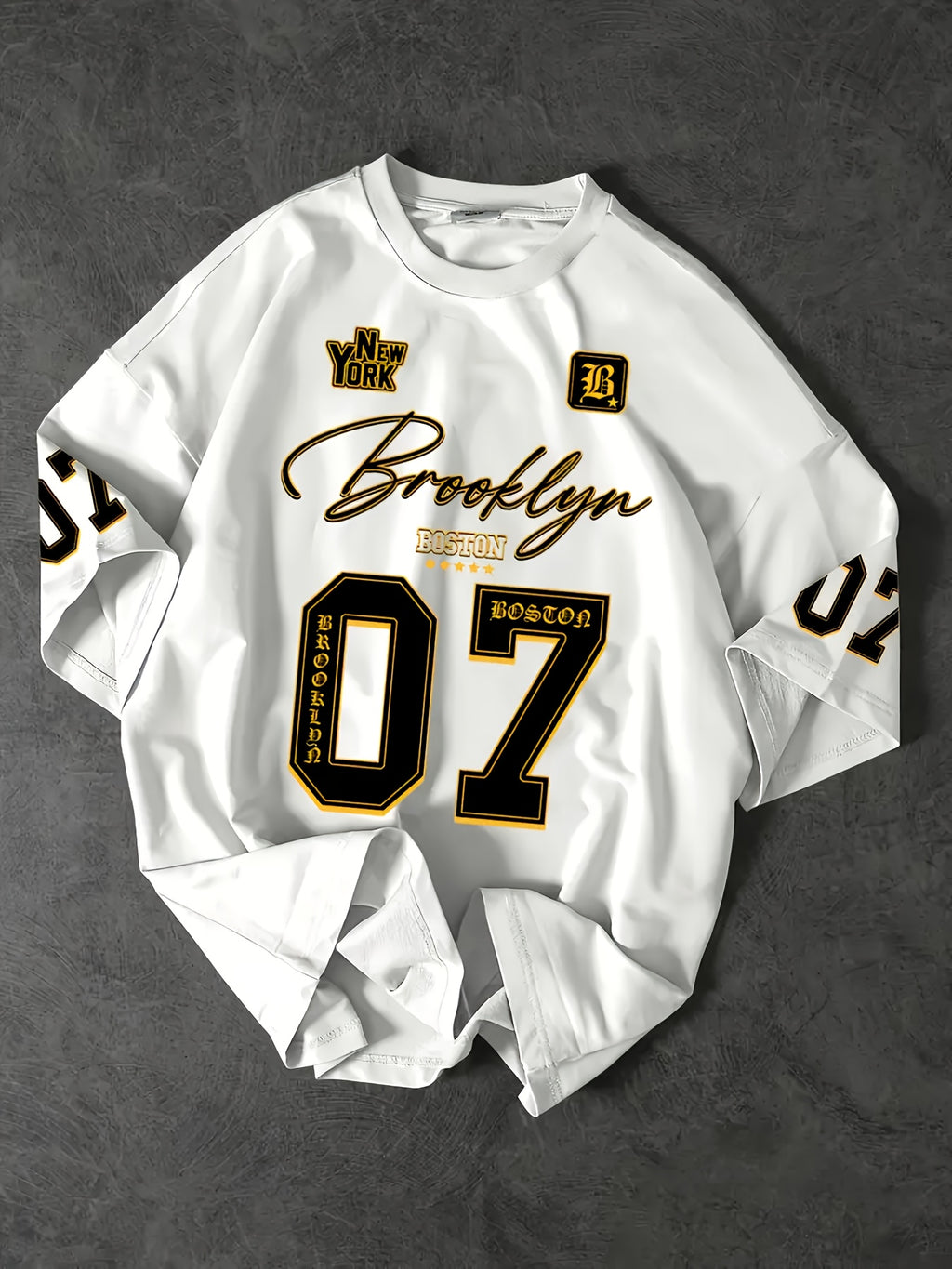 Isen | Heren T-shirt met grafische print Brooklyn 07, oversized pasvorm, casual streetwear