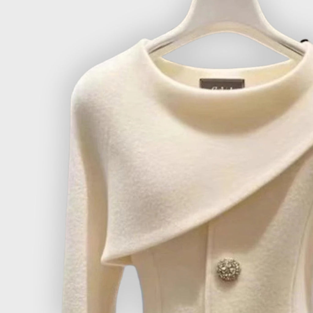 Christa | Asymmetrischer Blazer mit Knöpfen, luxuriöse, taillierte Jacke für Freizeit und Abendgarderobe