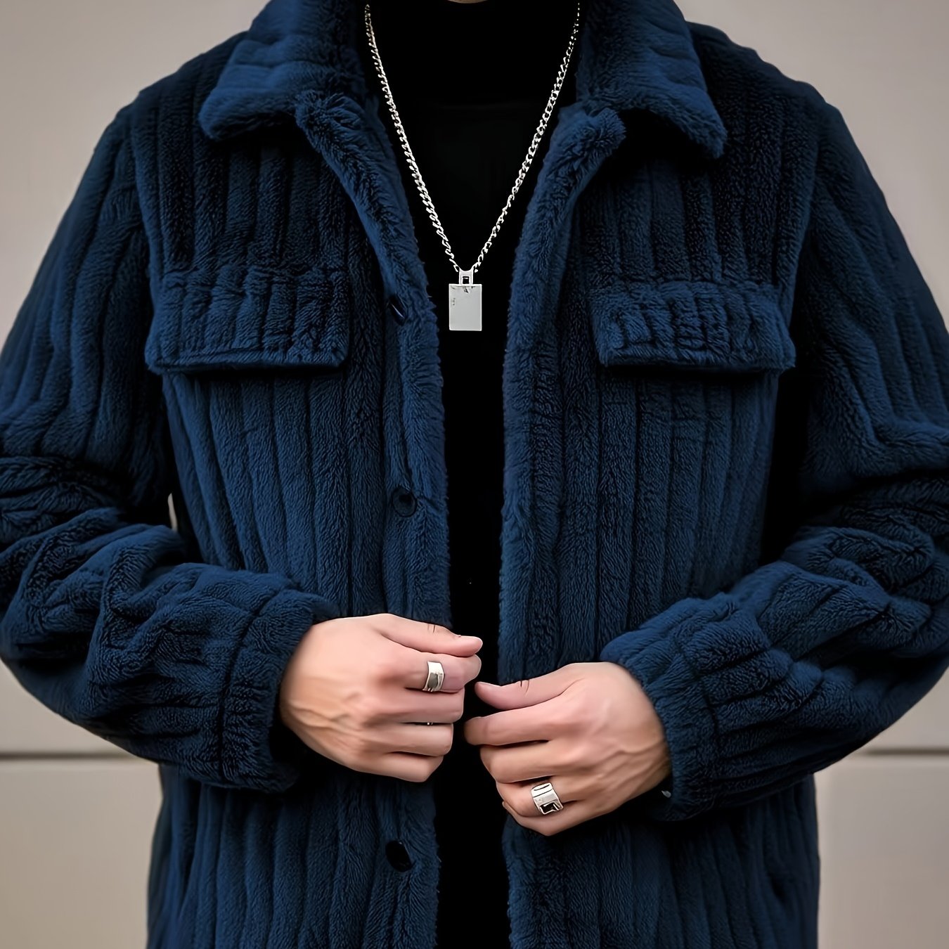 Bryler | Winterjas – Pluche fleecejas met luxe kraag, enkele knoopsluiting, zachte grijze casual bovenkleding