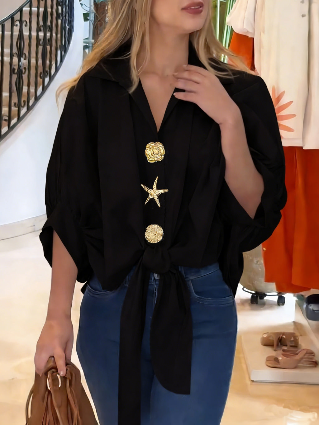 Walyra | Elegante casual damesblouse – Lichtgewicht overhemd met lange mouwen en knopen