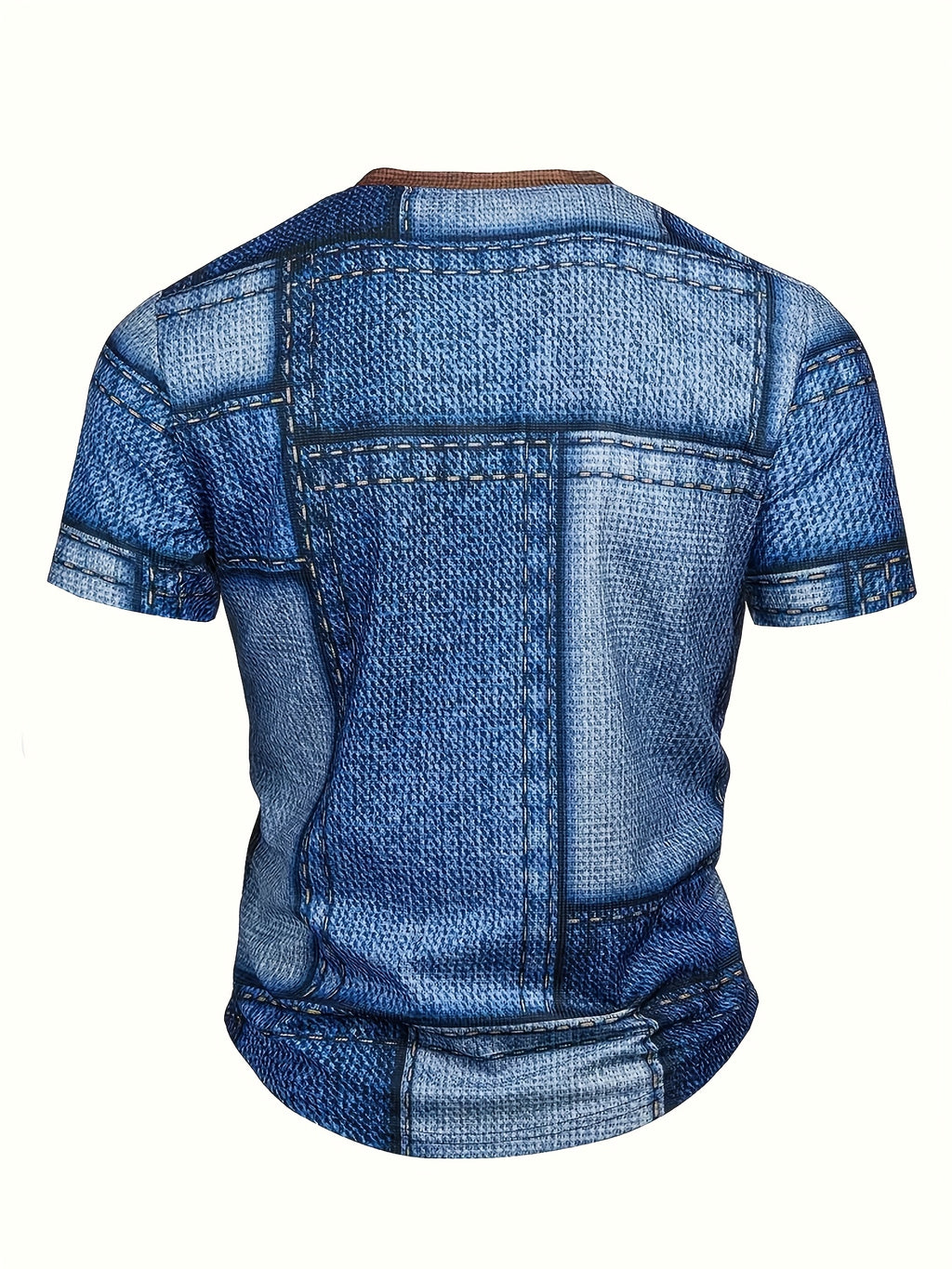 Mirox | Henley-shirt voor heren van wafelstructuur – met 3D-print en kleurblokken, casual