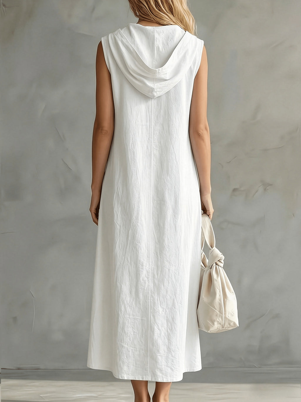 Oravyn | Zomerjurk met capuchon voor dames – Casual, ruimvallende midi-jurk met zakken