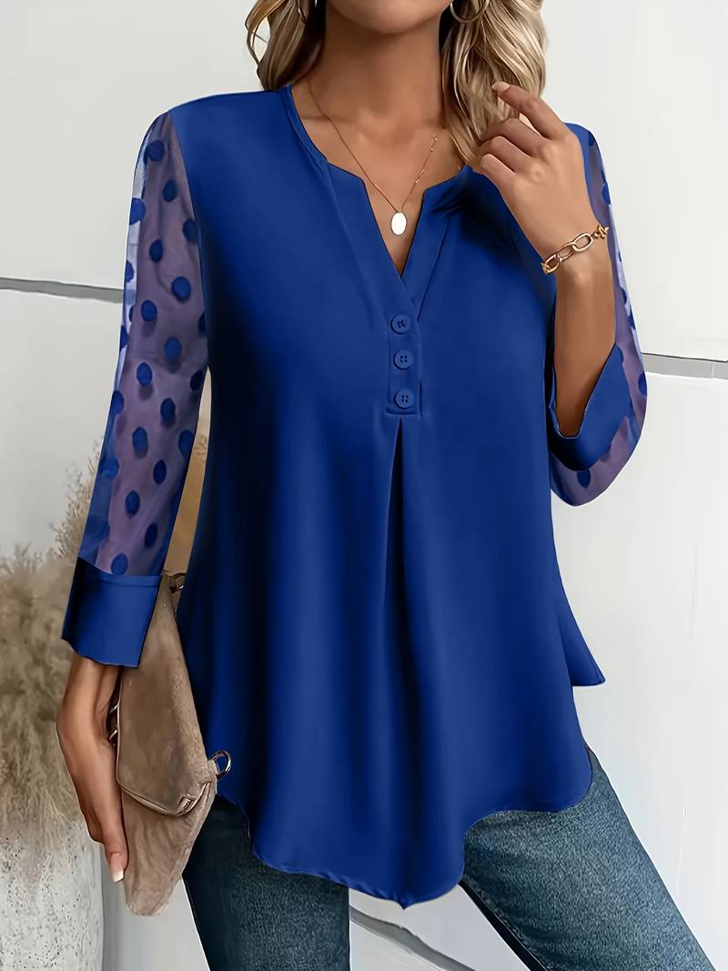 Kariselle | Elegante blouse van mesh met lange mouwen voor dames - Chique & ademende top