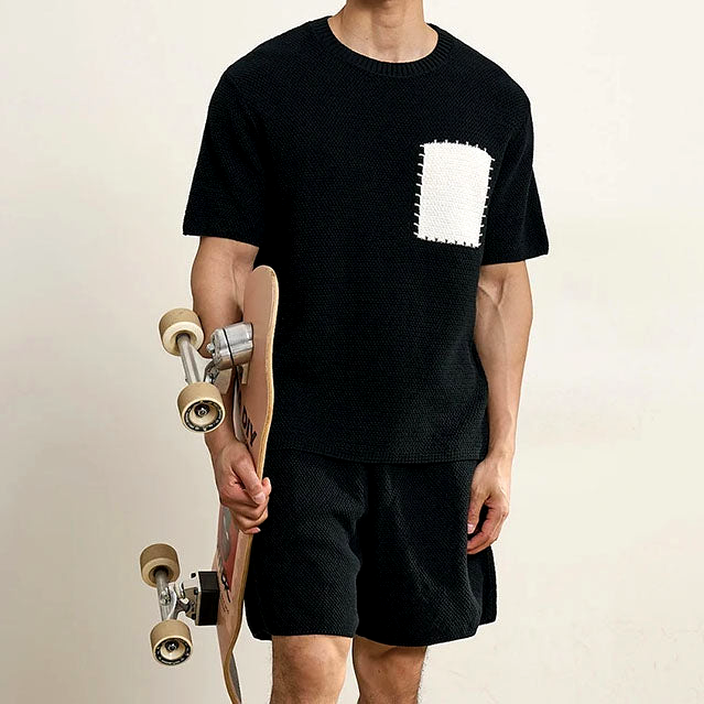 Taryx | Ademend katoenen patchwork-T-shirt voor heren – Lichtgewicht casual shirt met korte mouwen