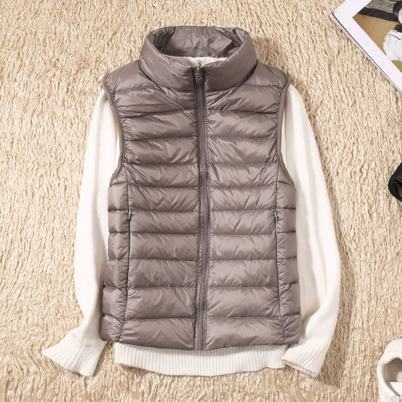Sylviane | Doudoune sans manches imperméable pour femme – fermeture éclair intégrale, col montant, coupe-vent, veste d'extérieur