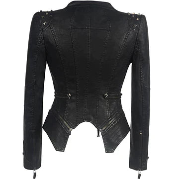 Avanette | Veste en cuir pour femme - Fermeture éclair élégante, coupe cintrée et flatteuse
