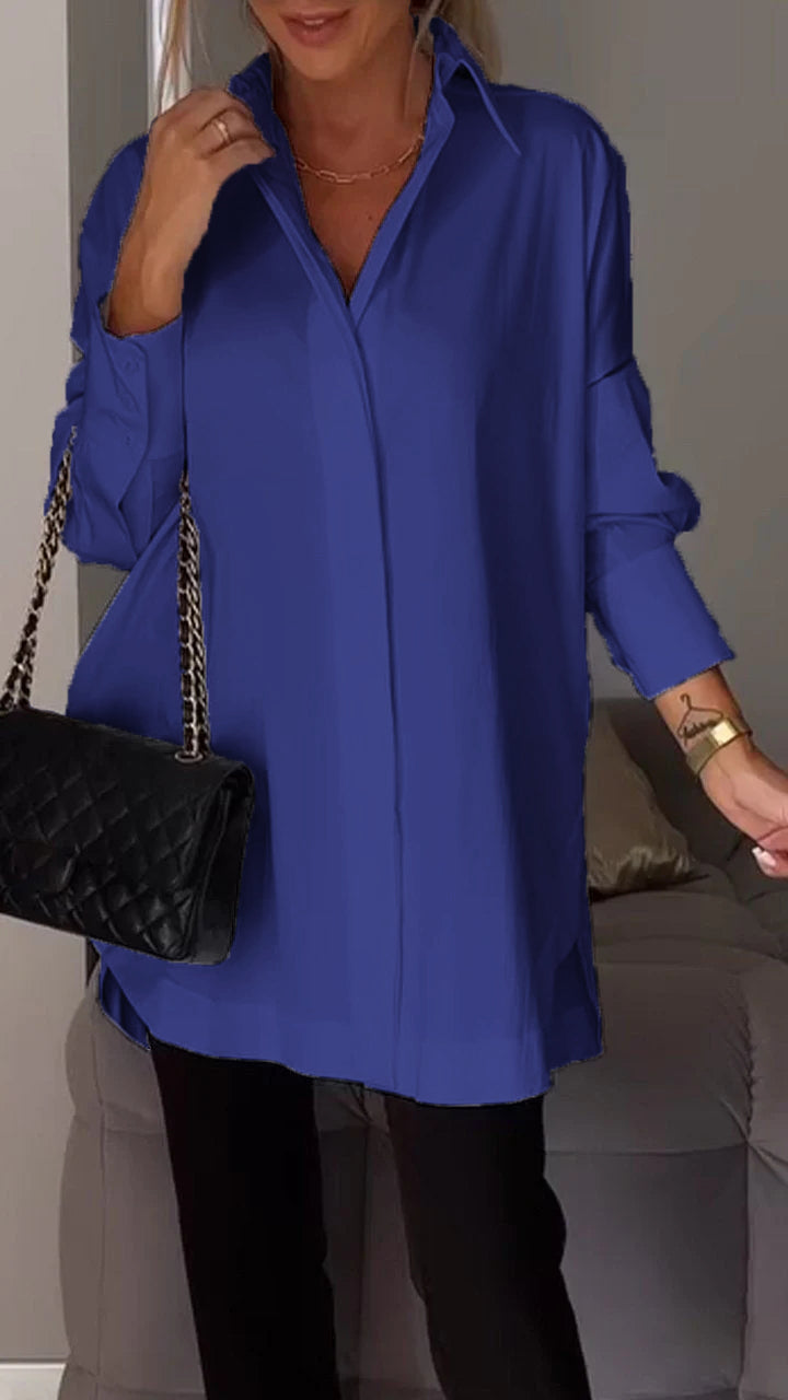 Avale | Hemdbluse mit Reverskragen – Lässige Bluse mit langen Ärmeln, einfarbig, elegant fürs Büro