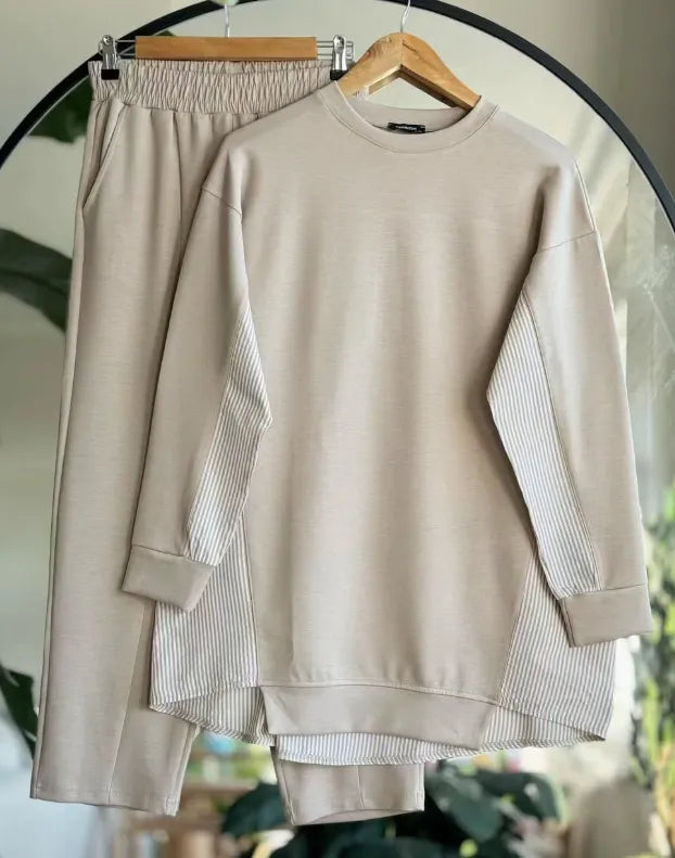 Yvan | Relaxed fit tweedelige set voor dames – top met lange mouwen en broek, casual loungewear