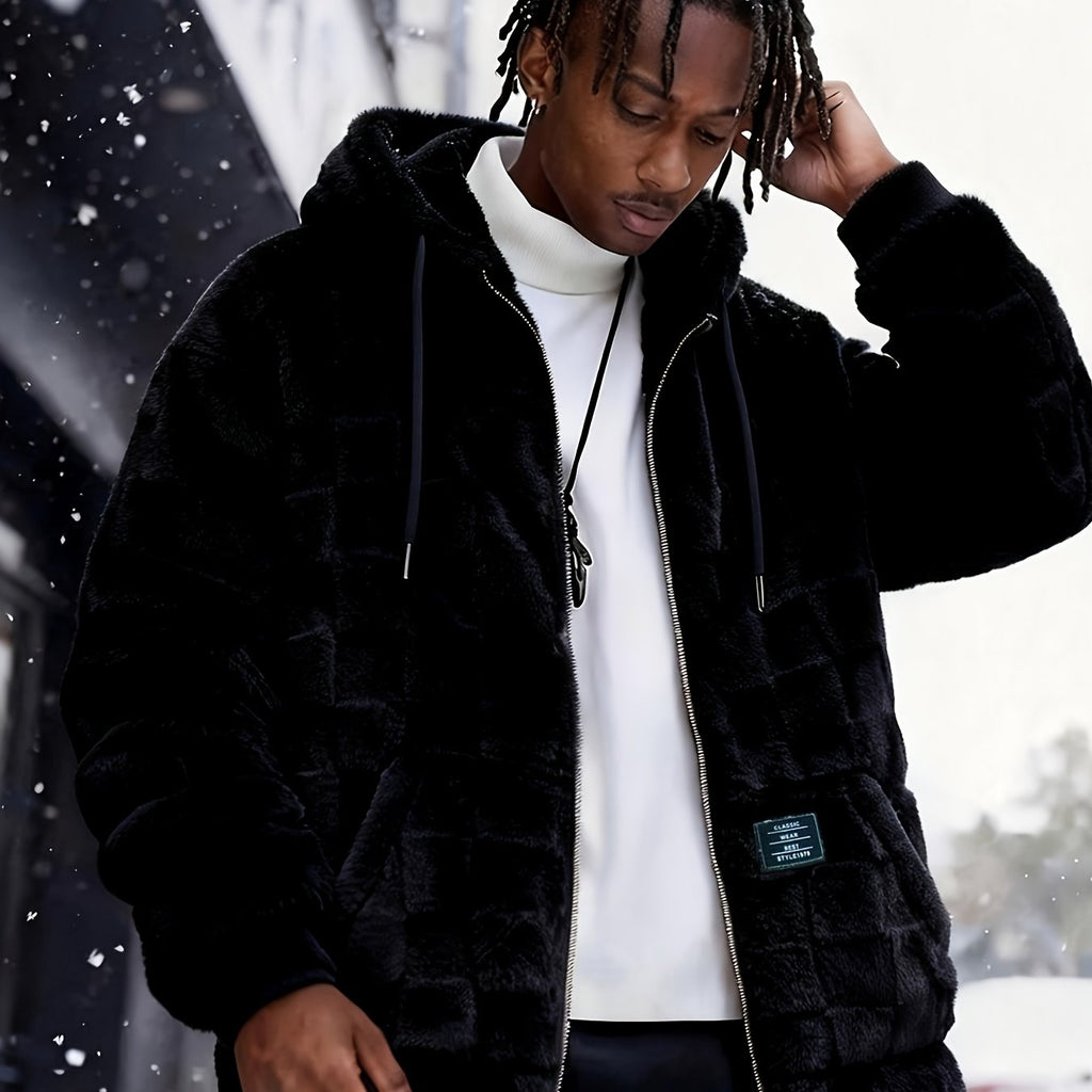 Einarsson | Herenjas met capuchon, warm, pluche, ritssluiting, casual, comfortabel