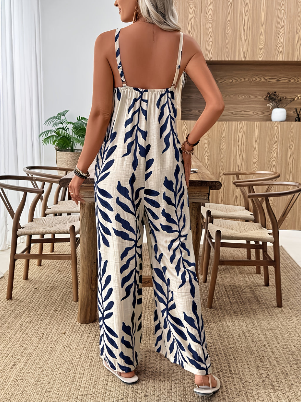 Calyssae | Jumpsuit met print en wijde pijpen voor dames – Casual, losse pasvorm, mouwloos