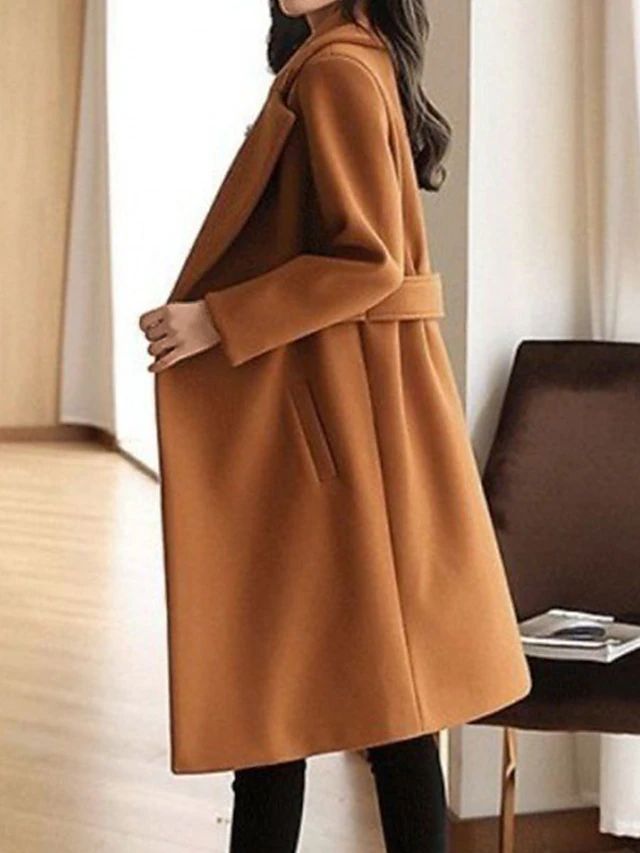 Lyvara | Manteau d'hiver en laine pour femme avec ceinture – Vêtement d'extérieur chaud, ajusté, décontracté et élégant