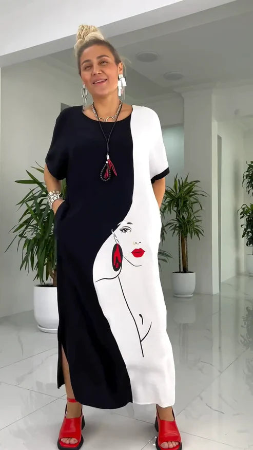 Laelyra | Midi-jurk voor dames – Elegante, soepel vallende jurk van halflange lengte