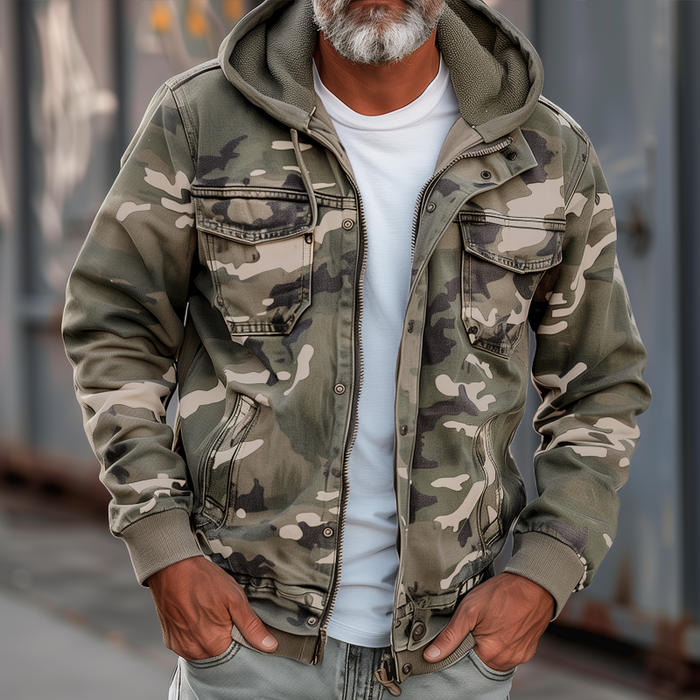 Fendrel | Herren-Kapuzenjacke im Camouflage-Look – leicht, wasserdicht, winddicht für Outdoor-Aktivitäten