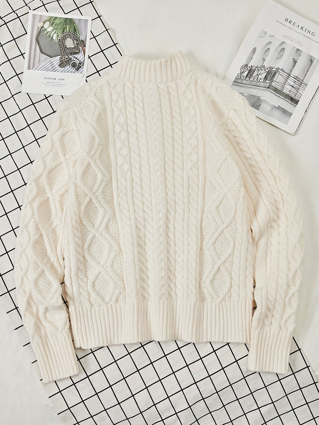 Dagfinn | Herren-Pullover mit Stehkragen und halber Reißverschluss, weiches Strickmaterial