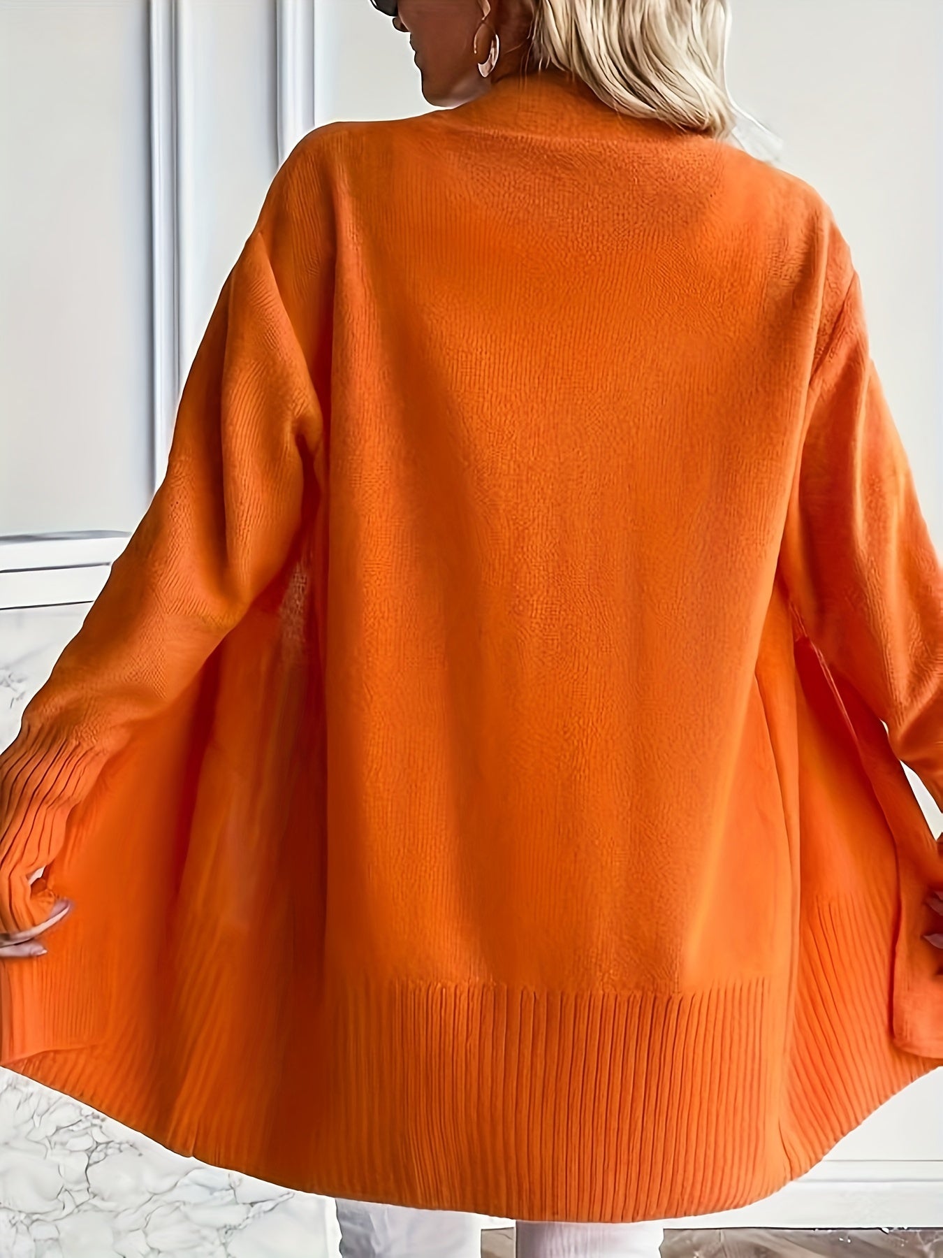 Rosavine | Gilet en maille ajourée pour femme - Coupe décontractée, manches longues, gilet confortable et décontracté avec poches