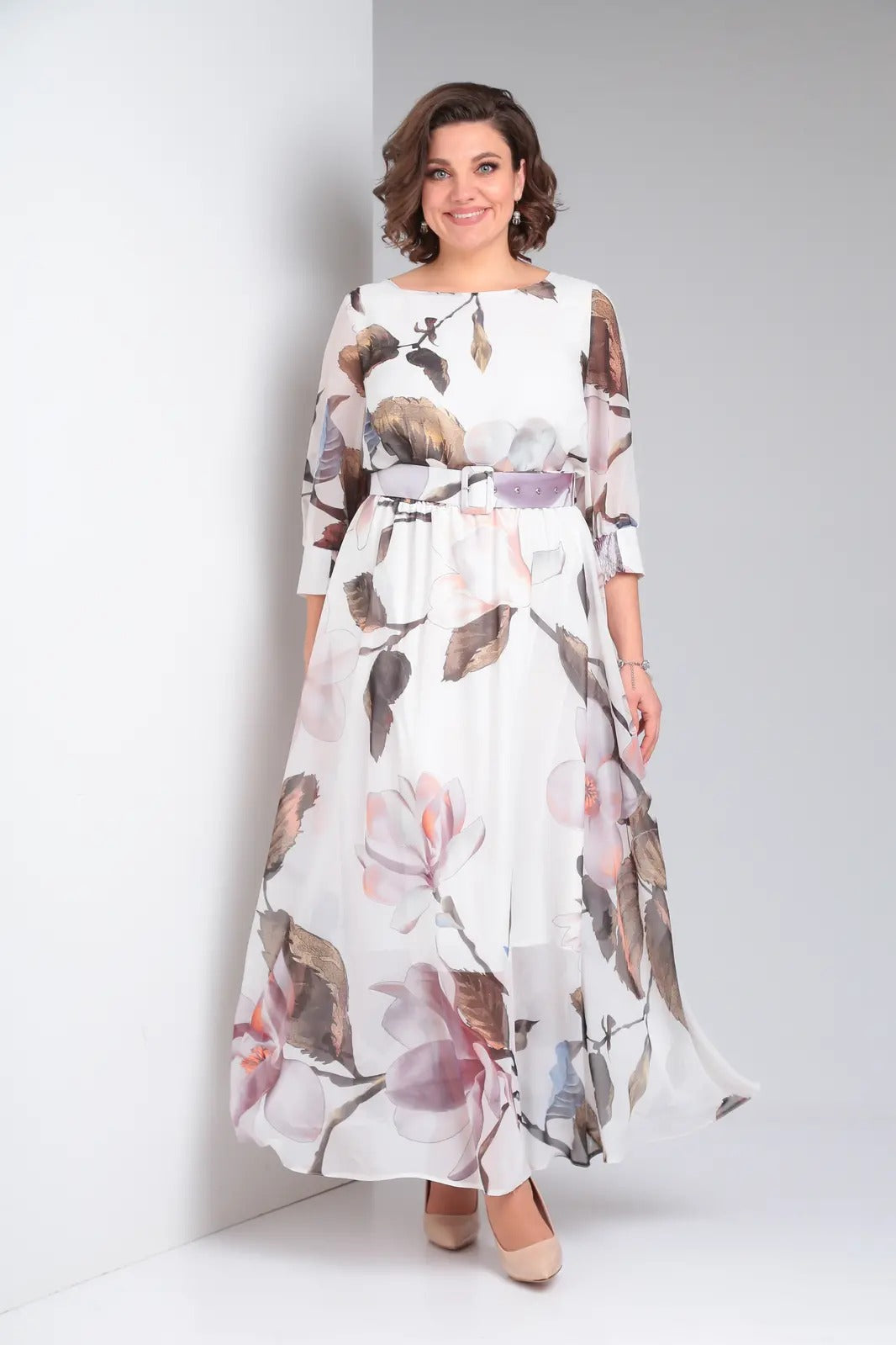 Nirae | Boho-jurk met bloemenprint  Elegante lange damesjurk met riem