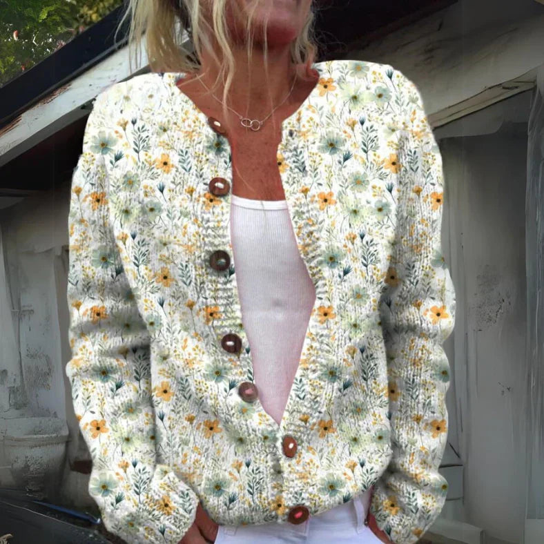 Joriel | Manteau en laine pour femme à imprimé floral – Manteau d'hiver confortable, élégant et chaud