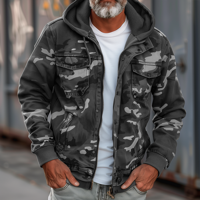 Fendrel | Herren-Kapuzenjacke im Camouflage-Look – leicht, wasserdicht, winddicht für Outdoor-Aktivitäten
