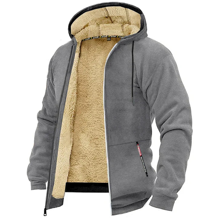 Quillon | Sweat à capuche polaire pour homme avec fermeture éclair et doublure en peau de mouton – Veste d'hiver chaude et décontractée