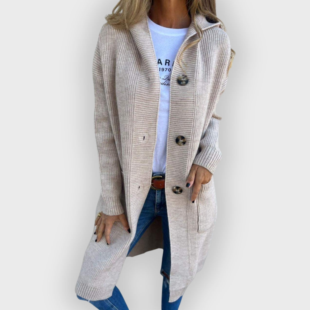 Havelle | Gilet long pour femme – Pull en maille douce avec devant ouvert