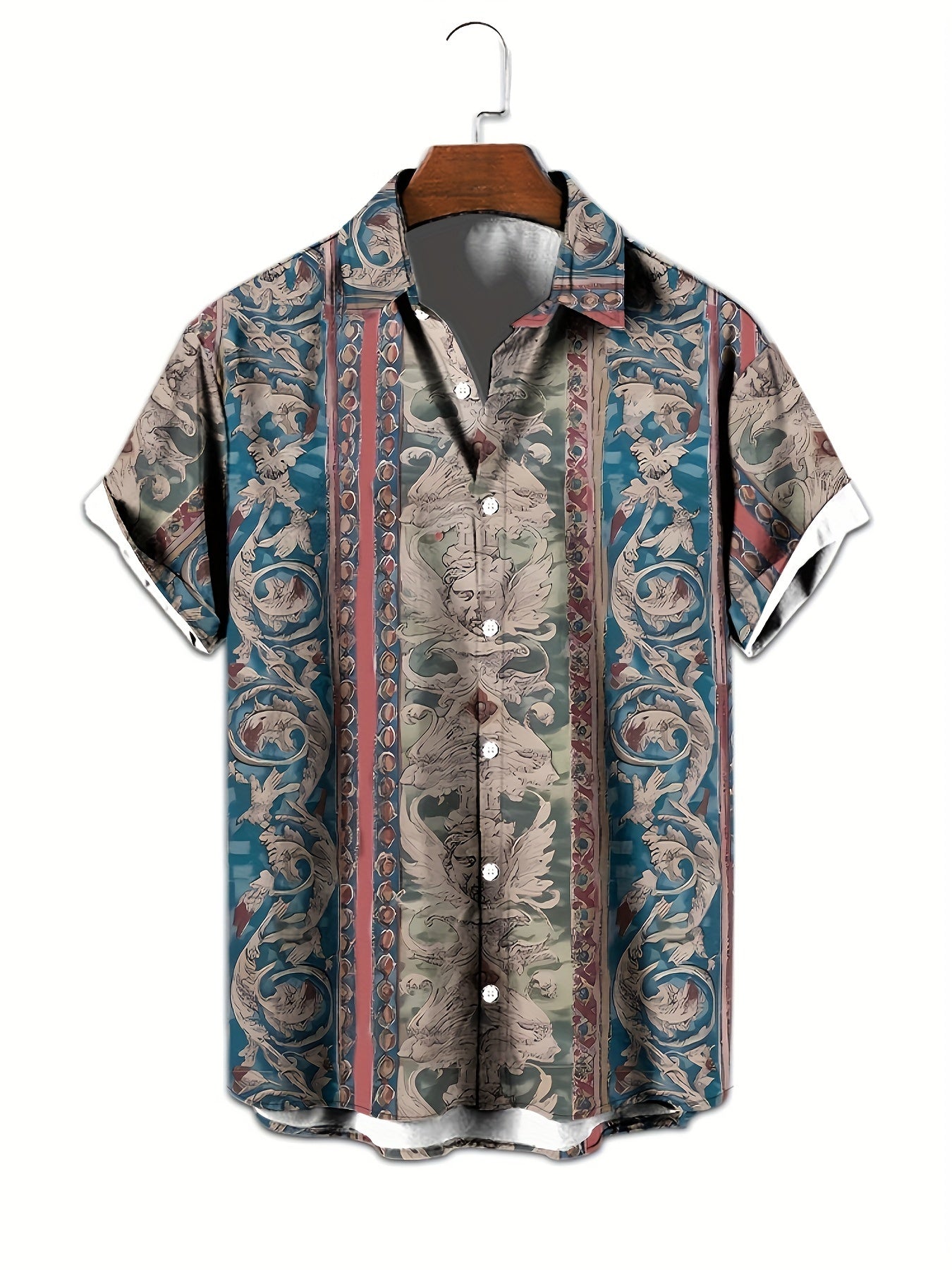 Zaythor | Overhemd met korte mouwen – bloemen retro print, zomers casual overhemd