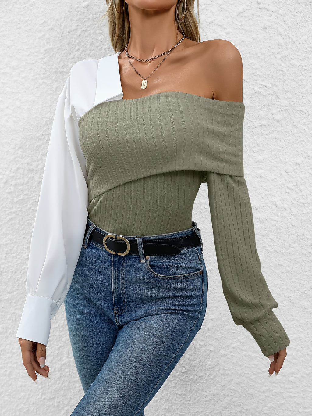 Ianthe | Casual damesoverhemd met kleurblokken – Elegant model met lange mouwen