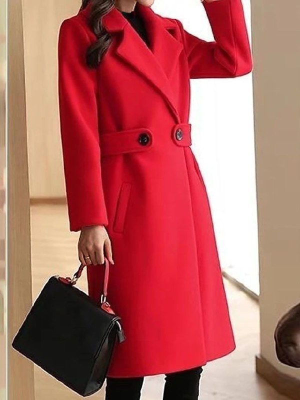 Lyvara | Manteau d'hiver en laine pour femme avec ceinture – Vêtement d'extérieur chaud, ajusté, décontracté et élégant