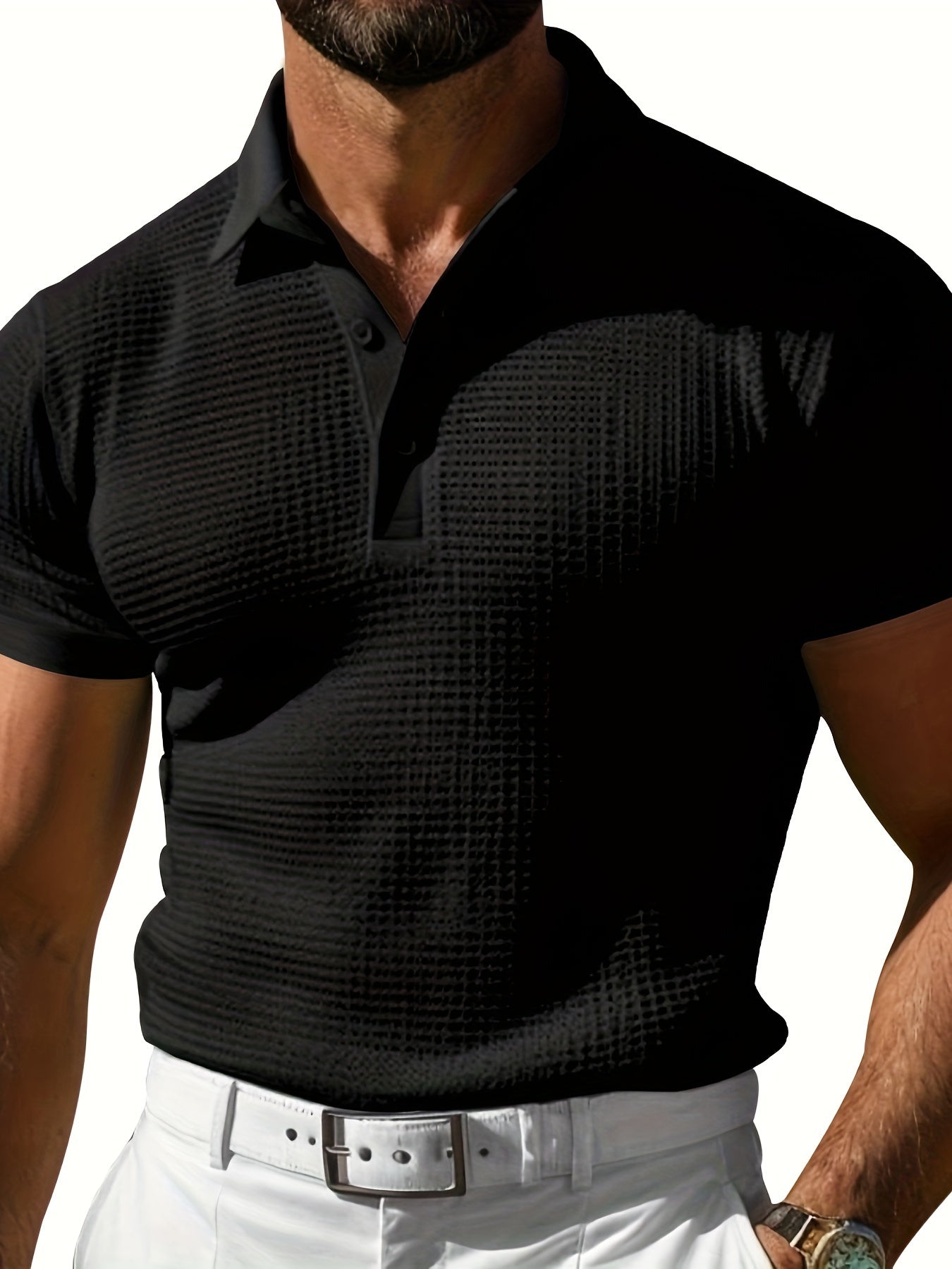 Wade | Poloshirt für Herren aus Waffelstrick – stylisches Freizeitshirt