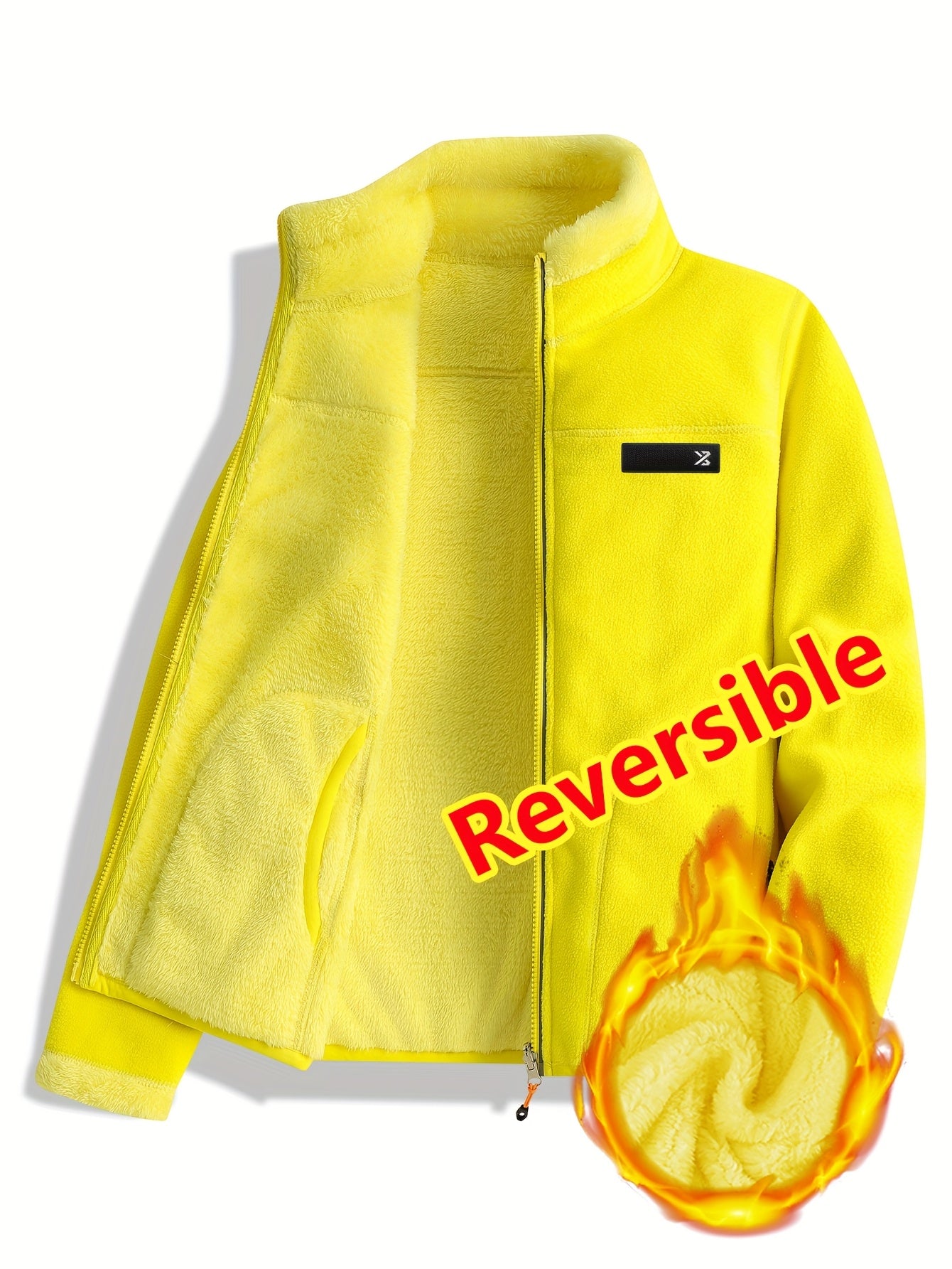 Taisia | Omkeerbaar koraalkleurig fleecejack voor dames – dikke pluche sweaterjas, warme casual winterjas